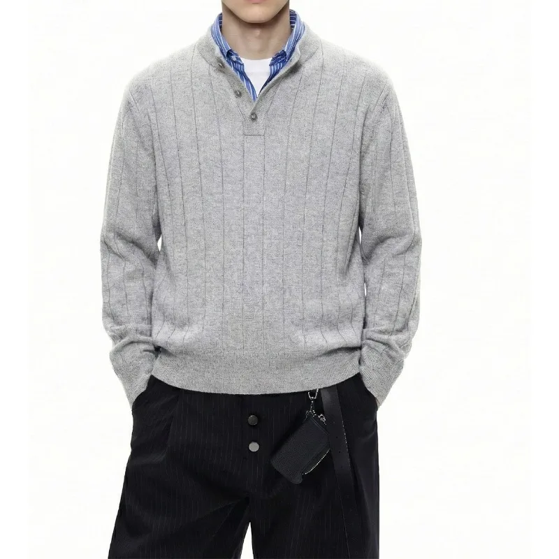 American Retro Semi-open Fabric Spring and Autumn Cleanfit Casual Long-sleeved Knitted