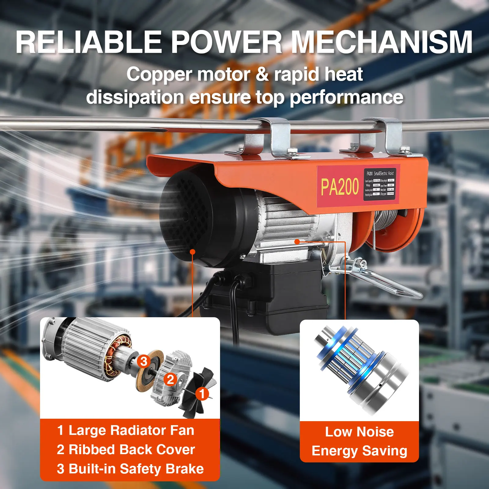 Palan Électrique à Double artificiel évation avec Télécommande, Moteur aérien de 440 W, 110 Lbs, 460 V