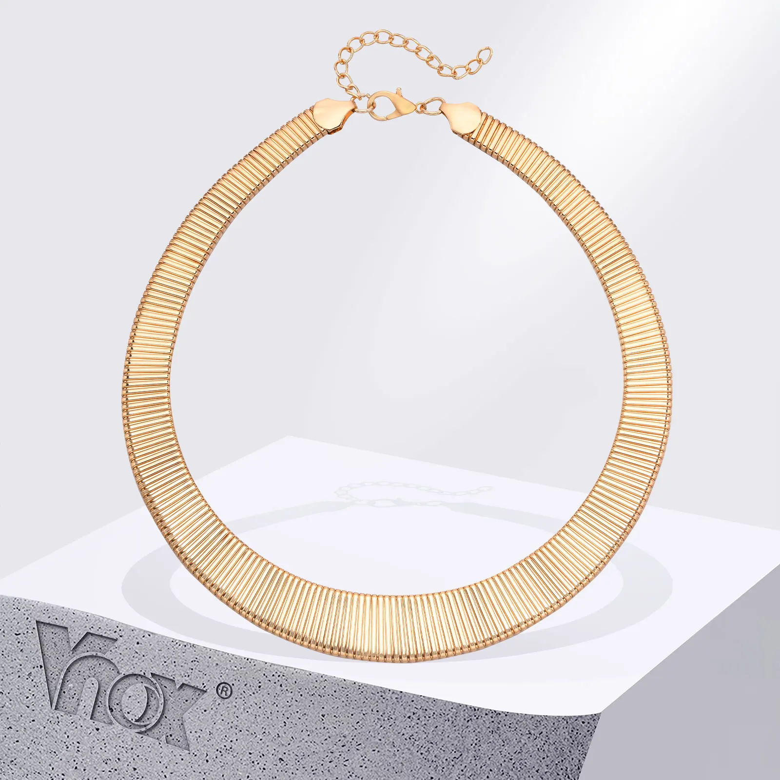 Vnox Exaggerated Flat Snake Torques Chokers for Women, Hyperbole Egyptian Necklaces, Minimalist Statement Jewelry