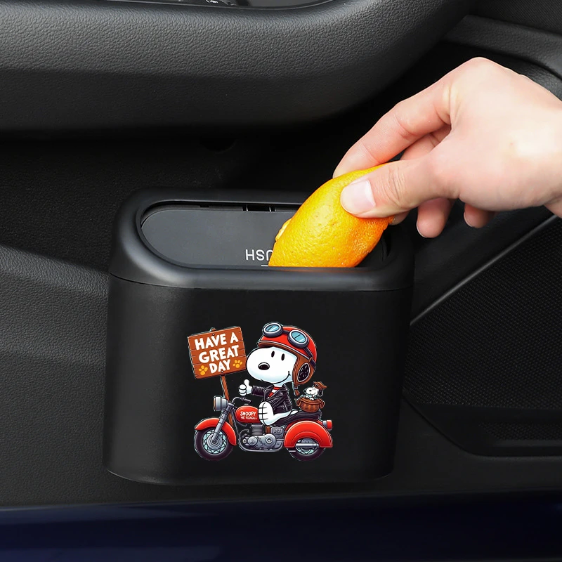 

Snoopys Anime Car Multi-functional Storage Box Trash Can Door Hanging Storage Bucket Front Seat Hanging Bucket Car Decorations