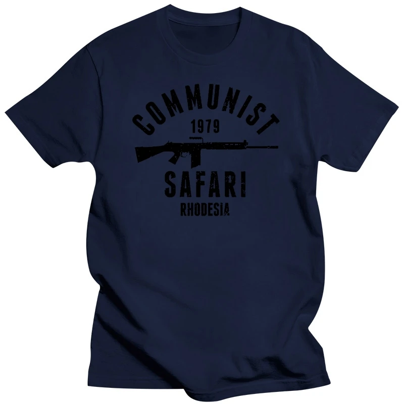 Rhodesia 1979 Commie Safari Black Ink T-Shirt Harajuku Design T Shirt WomenMen Style Skate Clothing