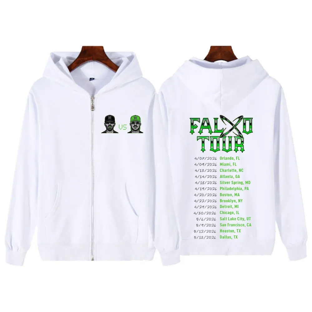 Moletom com Zíper Gráfico da Tour 2026 do Rapper Feid Ferxxo, Moda Masculina e Feminina, Sweatshirts Soltos de Manga Longa, Jaqueta Casual Hip-hop com