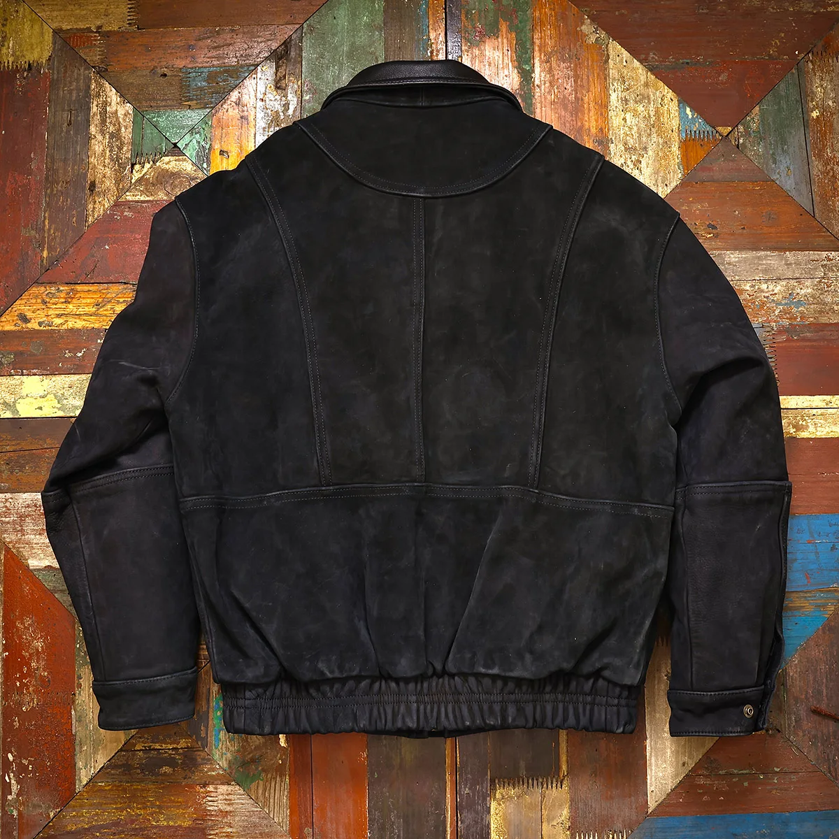 أسود الشتاء سترة جلدية الرجال ريترو خمر نمط حجم كبير 5XL حقيقية البقر الطبيعي المدبوغ فضفاض بدوره إلى أسفل طوق معطف جلد