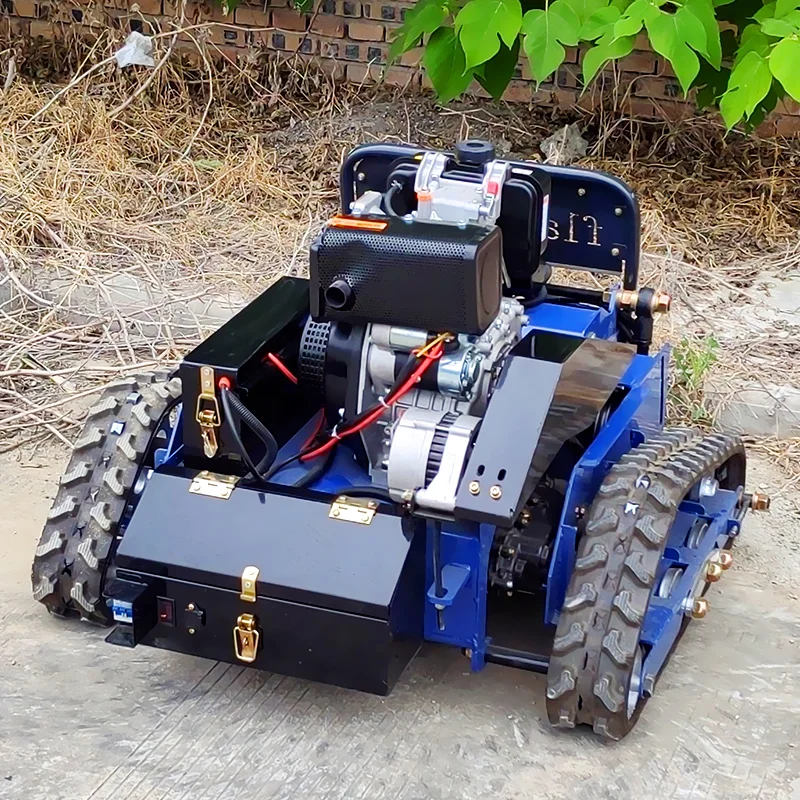 CustomizedManufacturer Direct Top Rated 40V 36V Petrol Remote Control Zero Turn Crawler Riding Mower for Grass Cutting 550mm Ree