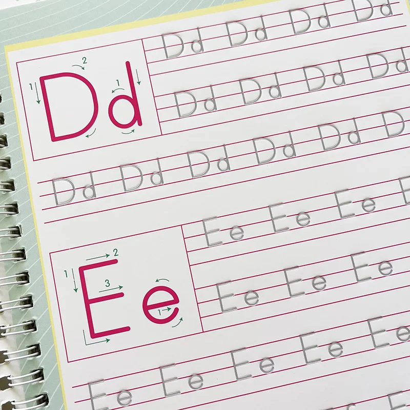 كتاب ممارسة الكتابة القابل لإعادة الاستخدام، كتاب تتبع الحروف الإنجليزية المخددة - مع أدوات الكتابة السحرية Libros Livros