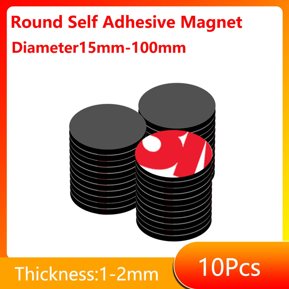 Diameter15mm-100mm Magnetic Sheets Round Self Adhesive Magnet Office Refrigerator Flexible Magnetic Sticky Stickers For Home