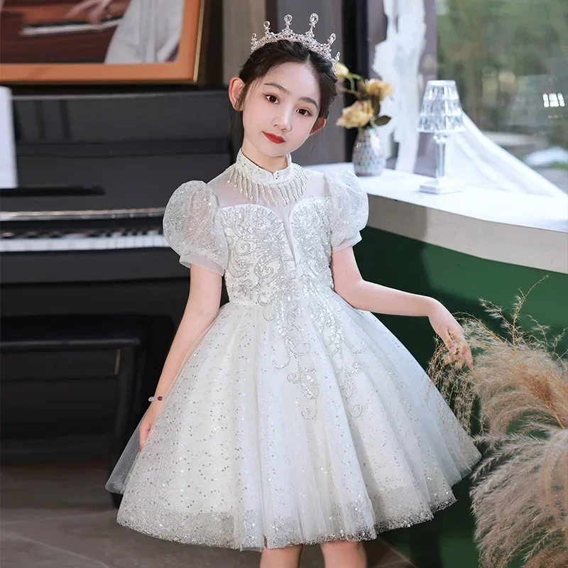 2024 New Girl Luxury Birthday Party Festive Elegant Princess Dress 8 10 12 Years Children's Girly Dresses Special Events Costume