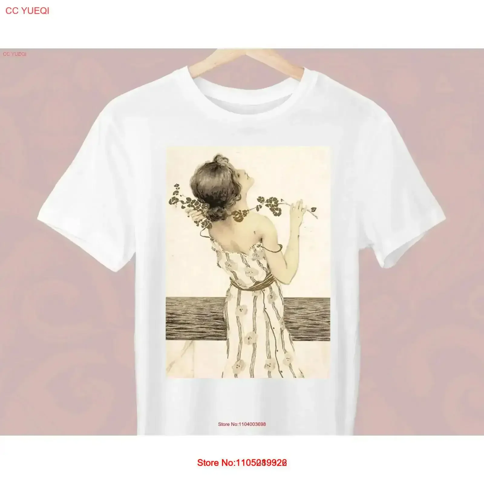 Camiseta con pintura de Raphael Kirchner de la Virgen griega para mujer, elegante, vintage, lavada, suave, transpirable, estirada, vintage