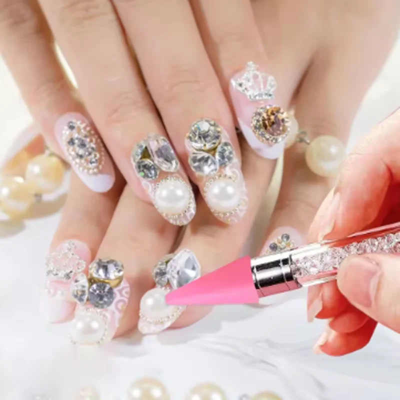 1/4 Nail Art Double Headed Diamond Crayon Set  Detachable Replaceable Dual Head Point Drill Pen Sticky drill Nail Art Tool