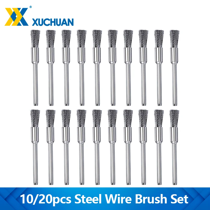 

10/20 шт., проволочное колесо из нержавеющей стали, 3,0 хвостовик, проволочная ручка, кисть для полировки, аксессуары для Dremel, набор кистей для удаления ржавчины и краски