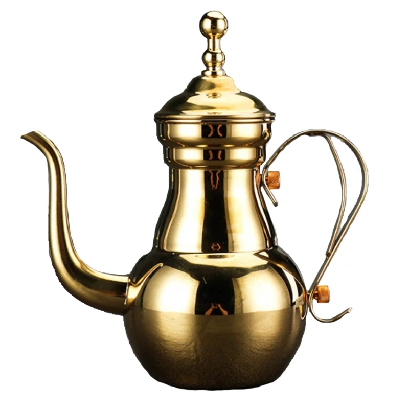 Stainless Steel Flower Teapot Commercial Narrow Neck Teapots Hotel Long-mouthed Dropship