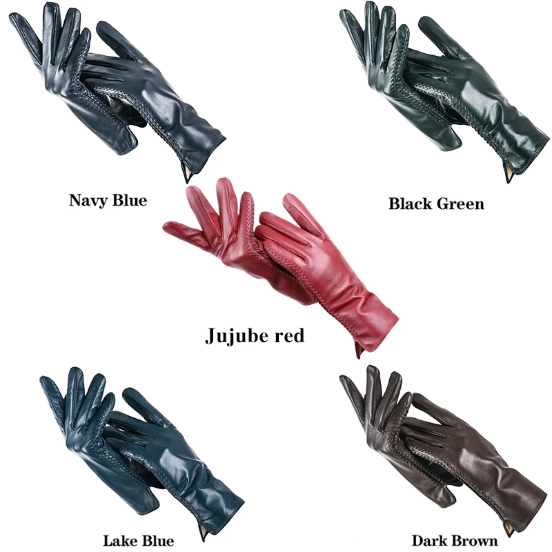 Simple leather gloves women,colored genuine women\'s leather gloves,women\'s genuine leather gloves,sheepskin women\'s gloves -2225