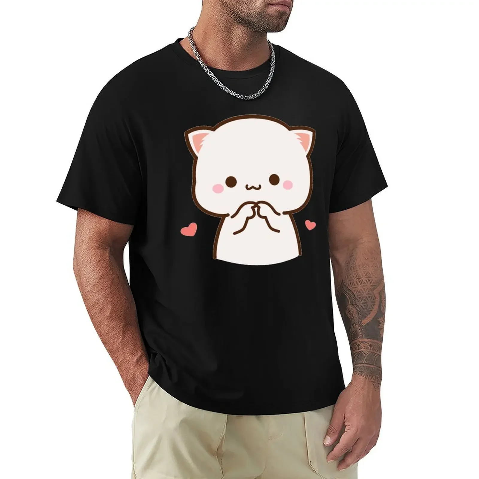 Mochi mochi peach cat T-Shirt anime tshirt Blouse mens tall t shirts