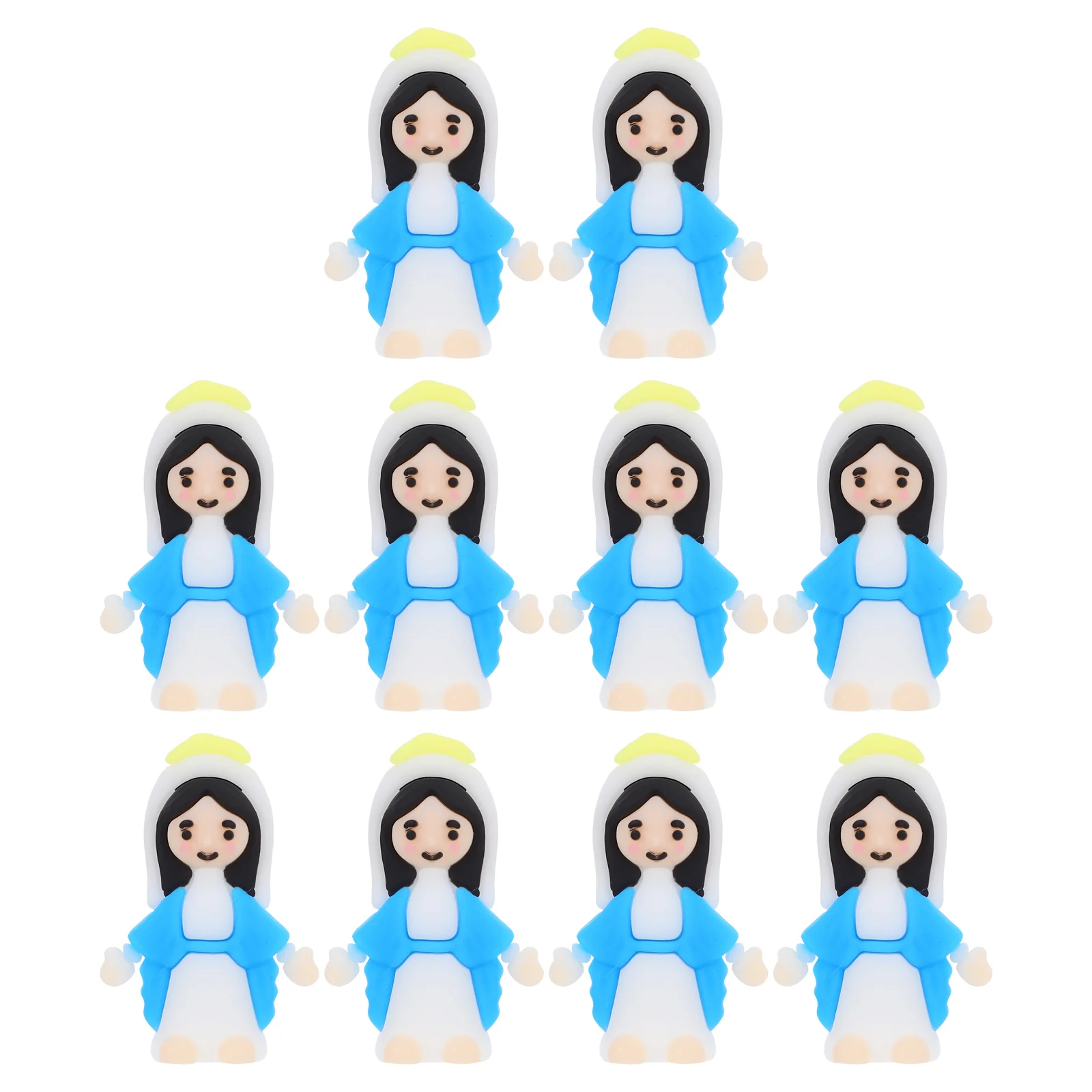 

10Pcs Mini Virgin Mary Statue Exquisite Faith Decor Small Christian Figures for Sunday School Crafts Christmas Party Favors