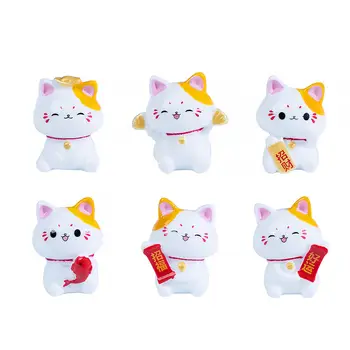 st Lucky Zhaocai Cat Fortune Cat Figure samlarobjekt Fortune Decor Ornaments Lucky Cat Minifigure Collection Car Room Dekor 12 best sales Hell cat car - №12