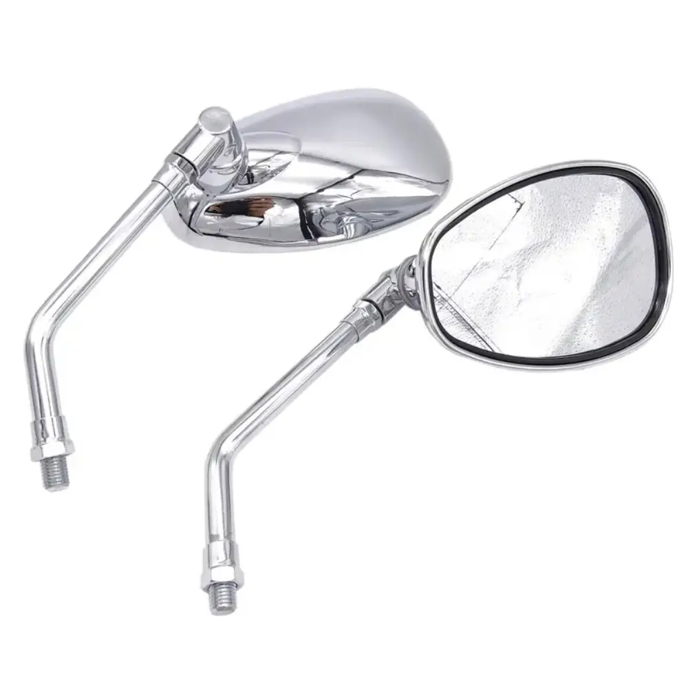 Rectangular Motorcycle Mirrors Chrome Rotatable Motorbike Handlebar Mirror Extended View Universal Motorcycle Rear View Mirrors