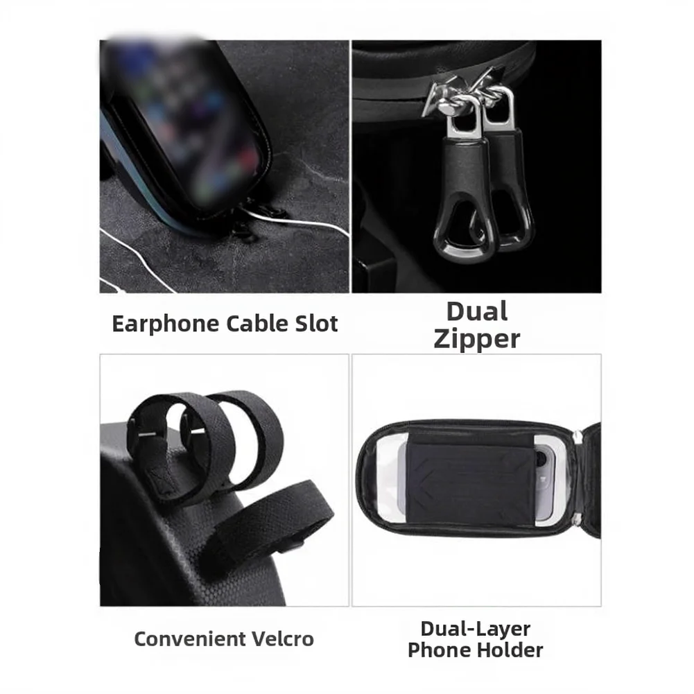 

1pc Large Capacity Waterproof Bicycle Handlebar Bag Front Beam Phone Pouch For Road & Mountain Bike Outdoor Cycling Accessories