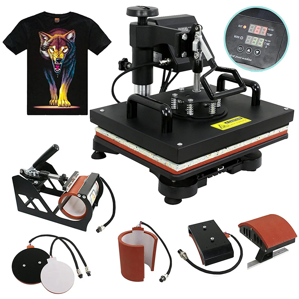 

Combo 5 in 1 multi-function Sublimation heat press machine digital heat press machine for mug t shirt hats