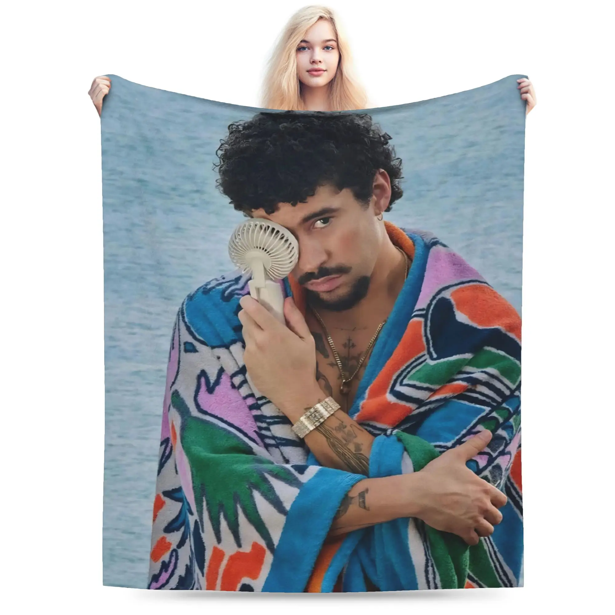 Bad Bunnys Blanket Flannel Decoration  Multi-function Super Soft Throw Blankets for Bedding Outdoor Plush Thin Quilt