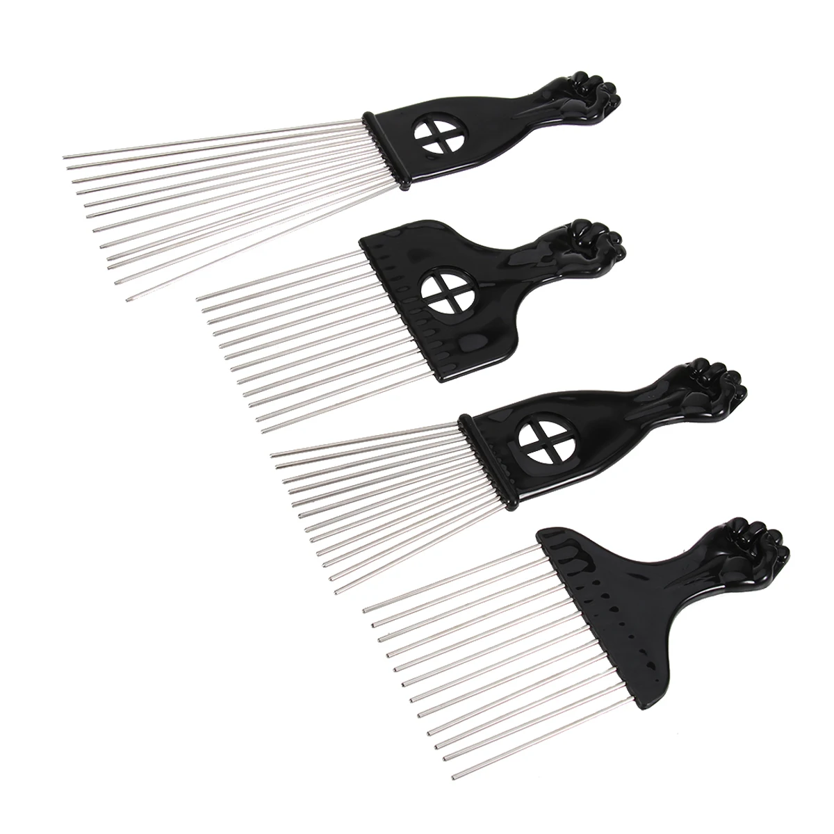 

4 Pcs Hair Detangler Parting Comb Thick Pick Long Tooth Brush Metal Pointed Tail