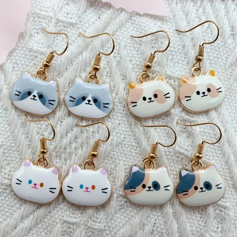 10pcs cute cat earrings, women's earrings, the best choice for gifts