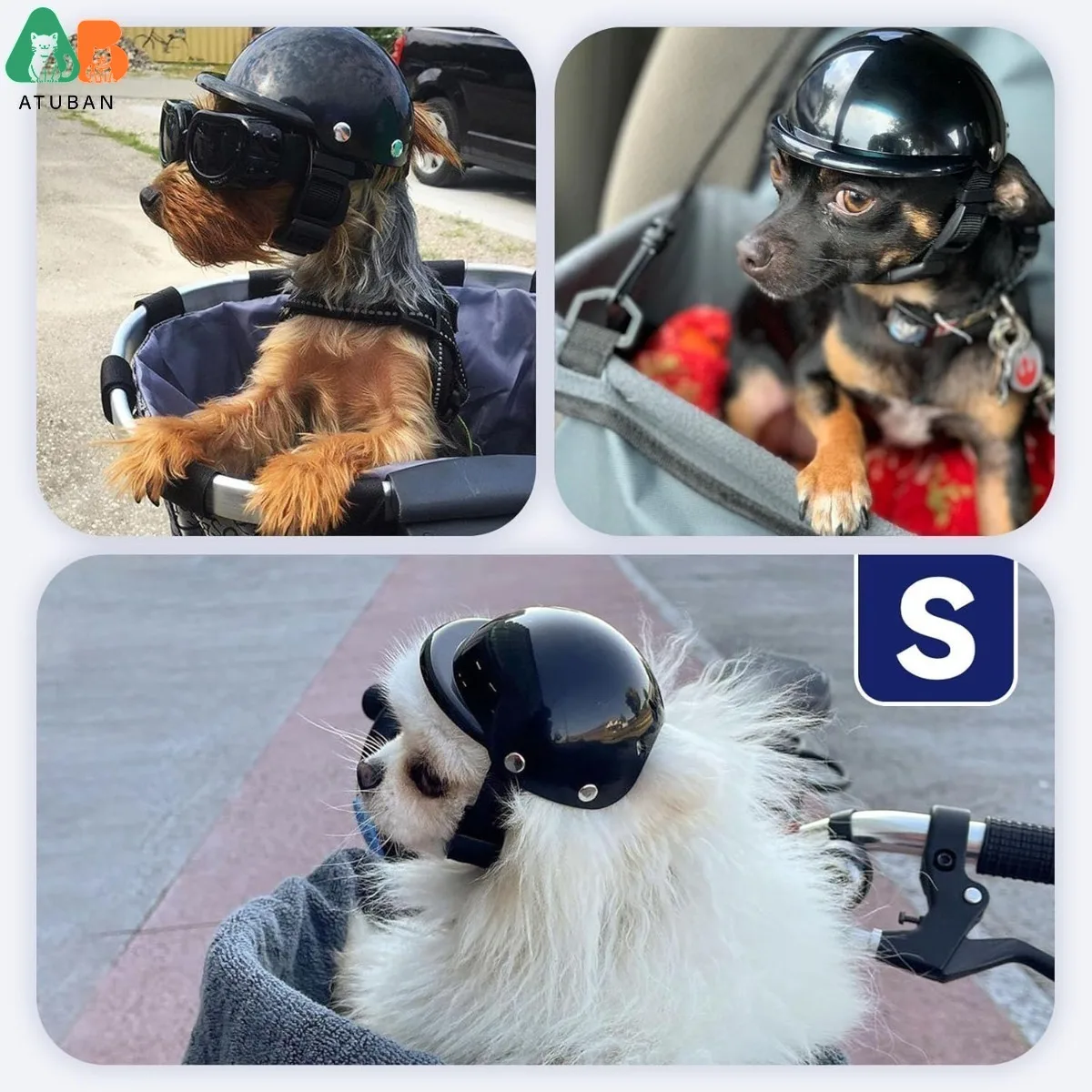 ATUBAN Dog Helmet, Motorcycle Safety Hat for Cats and Small Dogs' Biking Cycling,DIY Cat Hat,Adjustable Puppy Helmet Pet Hat view 5