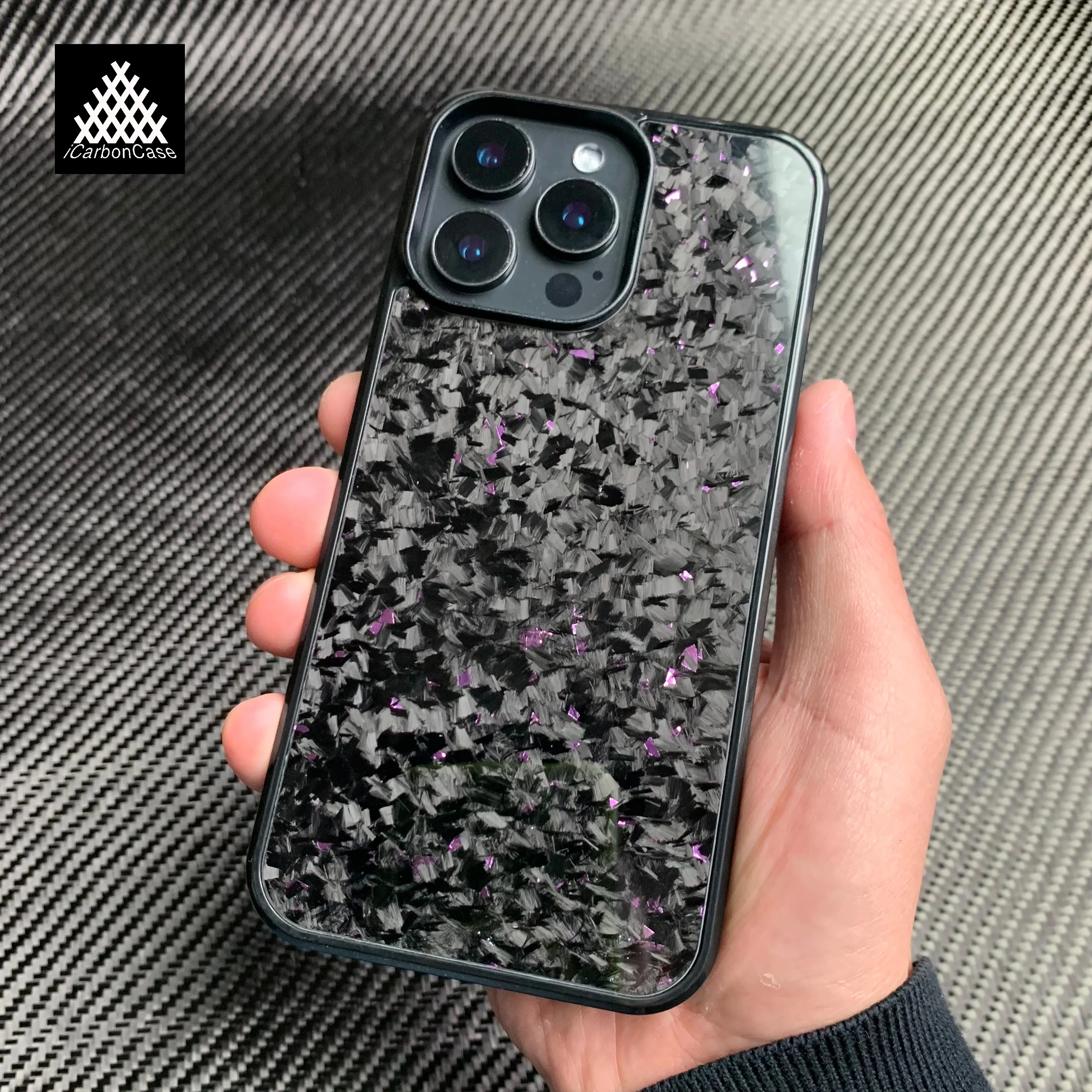 

Purple Forged Magnetic Real Carbon Fiber Phone Case for iPhone 17 Air 16 15 14 13 12 11 Pro Max 16+ SE 2 with Magsafe Charging