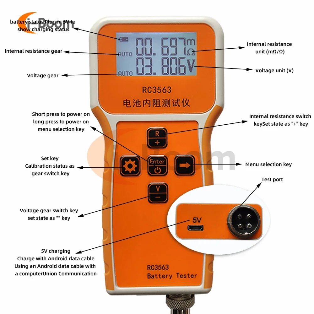 RC3563 Battery Internal Resistance Tester Voltmeter High-precision Trithium Lithium Iron Phosphate 18650 Battery Tester Ohmmeter