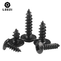 10/25/50pcs M3 M4 M5 M6 Black Carbon Steel Phillips Truss Head Cross Recessed Mushroom Head Self Tapping Screws