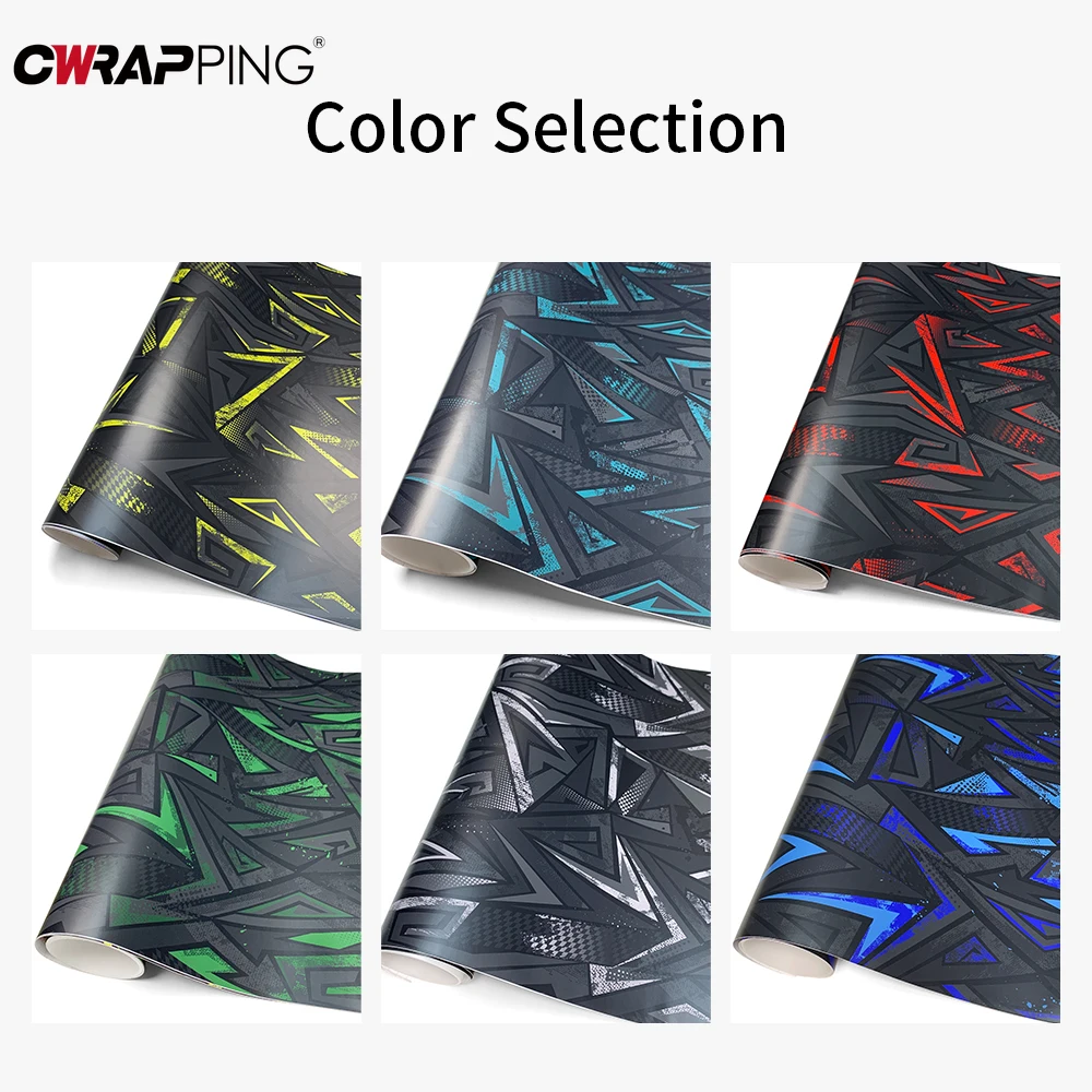 Filme para envelopamento de carros, capacetes de motocicleta, skateboards cyberpunk, adesivos triangulares de vinil à prova d'água, gráficos, acessóri