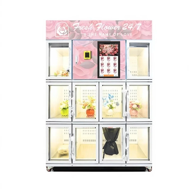 Customized Flower Vending Machine 10 Lockers Big Windows Cooling 24/7 Operation Multi-Payment SDK