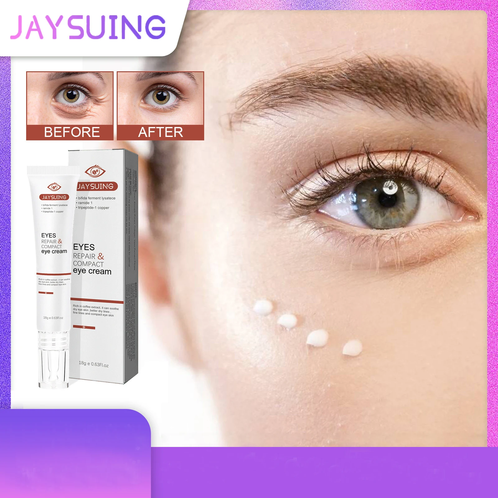 Eye care cream reduces fine lines eye bags dark circles moisturizes tightens and softens the skin around the eyes