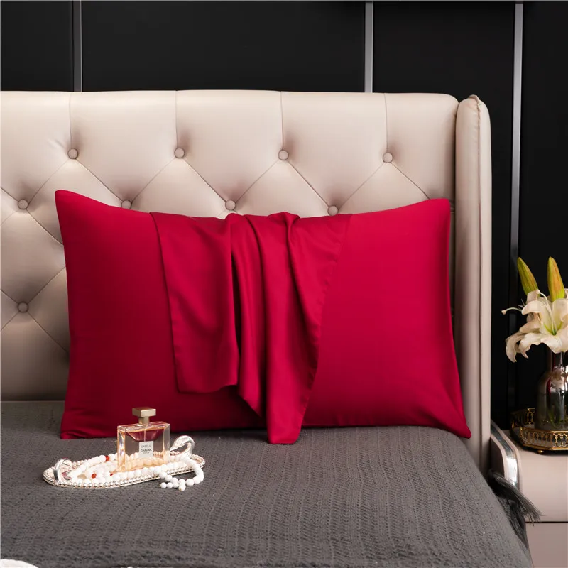 Natural Silk Pillowcase High Quality Comfortable Pillow Case Solid Color Bedding Pillow Cover 40x70 50x80 Envelope Pillowcover