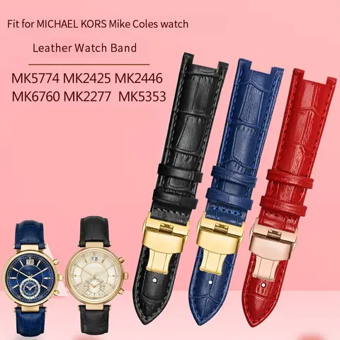 Cinturino in vera pelle per MK Mk2277 2425 cinturino per orologio con tacca da tavolo Michael Kors Mike Coles cinturino per orologio femminile