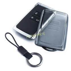 For Renault Koleos Kadjar Captur Kiger Arkana Megane Espace Clio Black Transparent Car Key Fob Case Cover Keychain Accessories