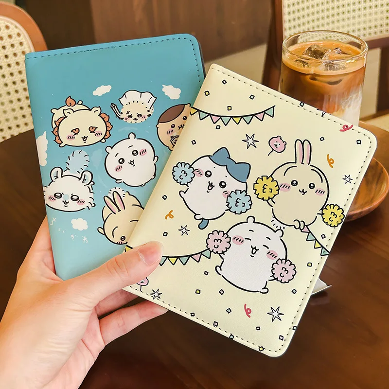 Chiikawa Kawaii Complete Characters Printed PU Passport Cover Wear Resistant Waterproof Synthetic Leather Neat Stitching Work
