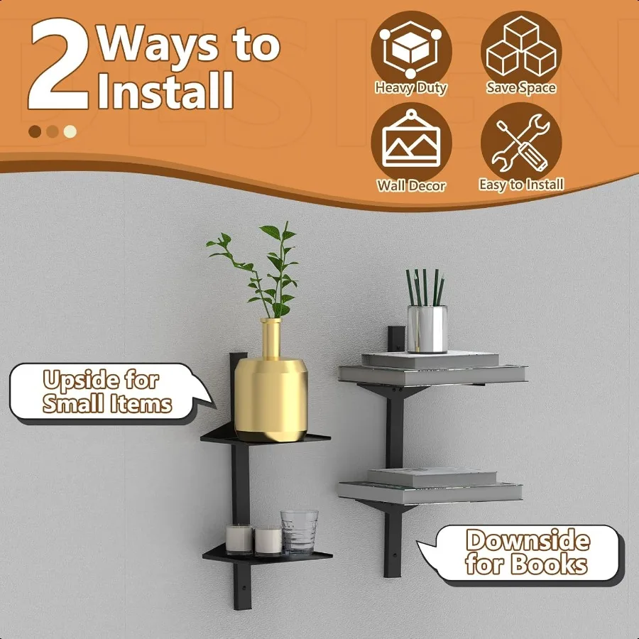 Estantería flotante Invisible para montaje en pared, paquete de 3 torre de libros de columna negra, organizadores de libros verticales de 6 niveles, Bo de Metal resistente