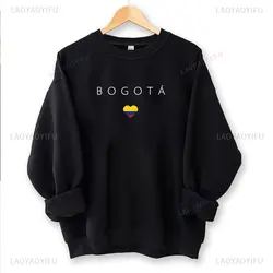 Bogota Colombia Heart Sweatshirt Colombian Flag Crewneck Pullover Colombia Souvenir Travel Sweater Fun Unisex Fashion Streetwear
