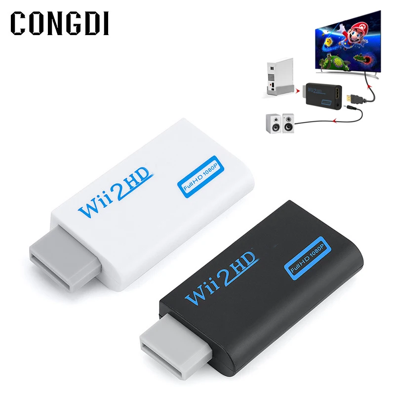 Adattatore convertitore da Wii a HDMI Full HD 1080P Wii2HDMI-compatible connettore Audio da 3.5mm per Display Monitor HDTV PC