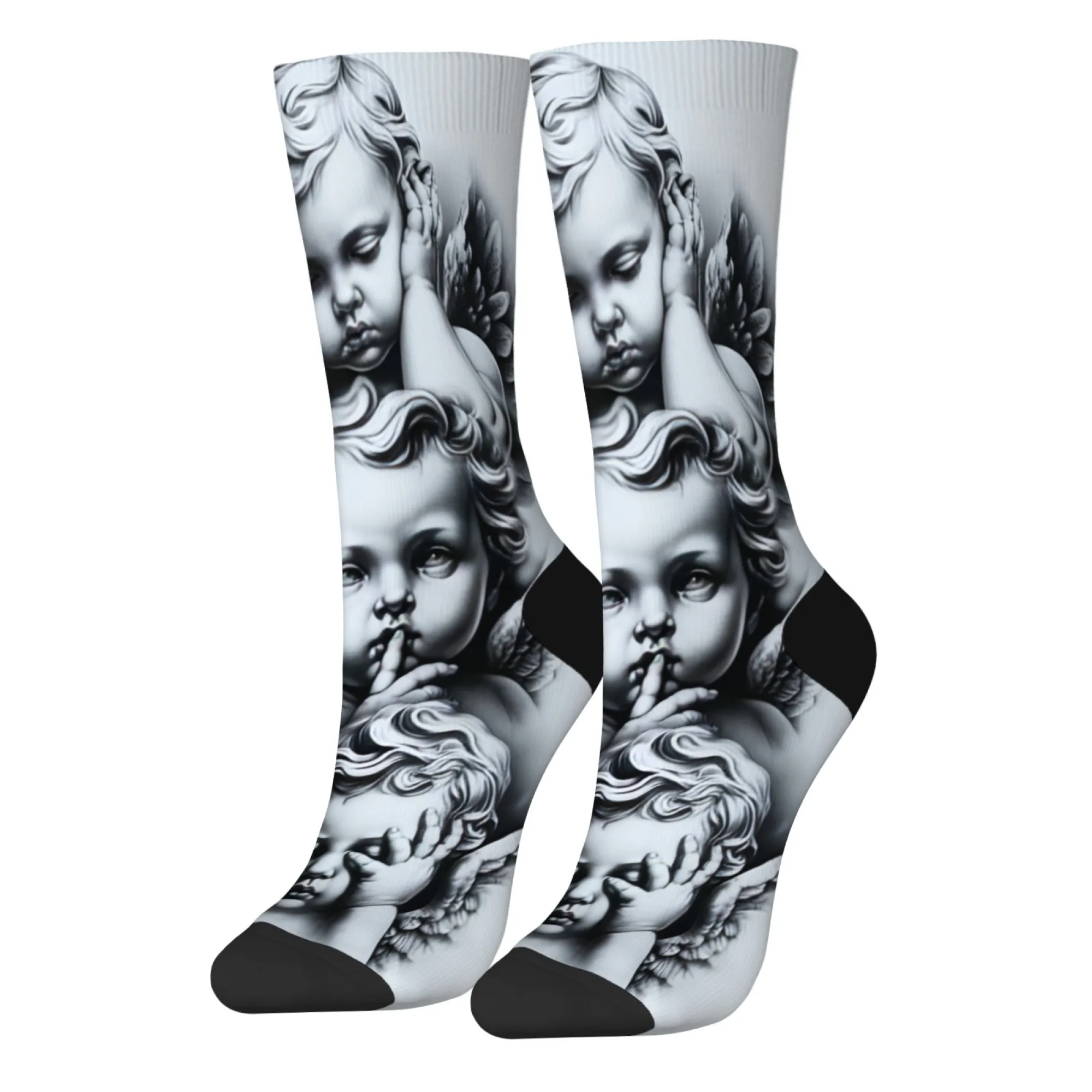 Retro Engel Herrensocken Harajuku Stil Neuheit Lustige Glückliche Kompressionssocken Straße Persönlichkeit Trend Hip Hop Socken Party Geschenk