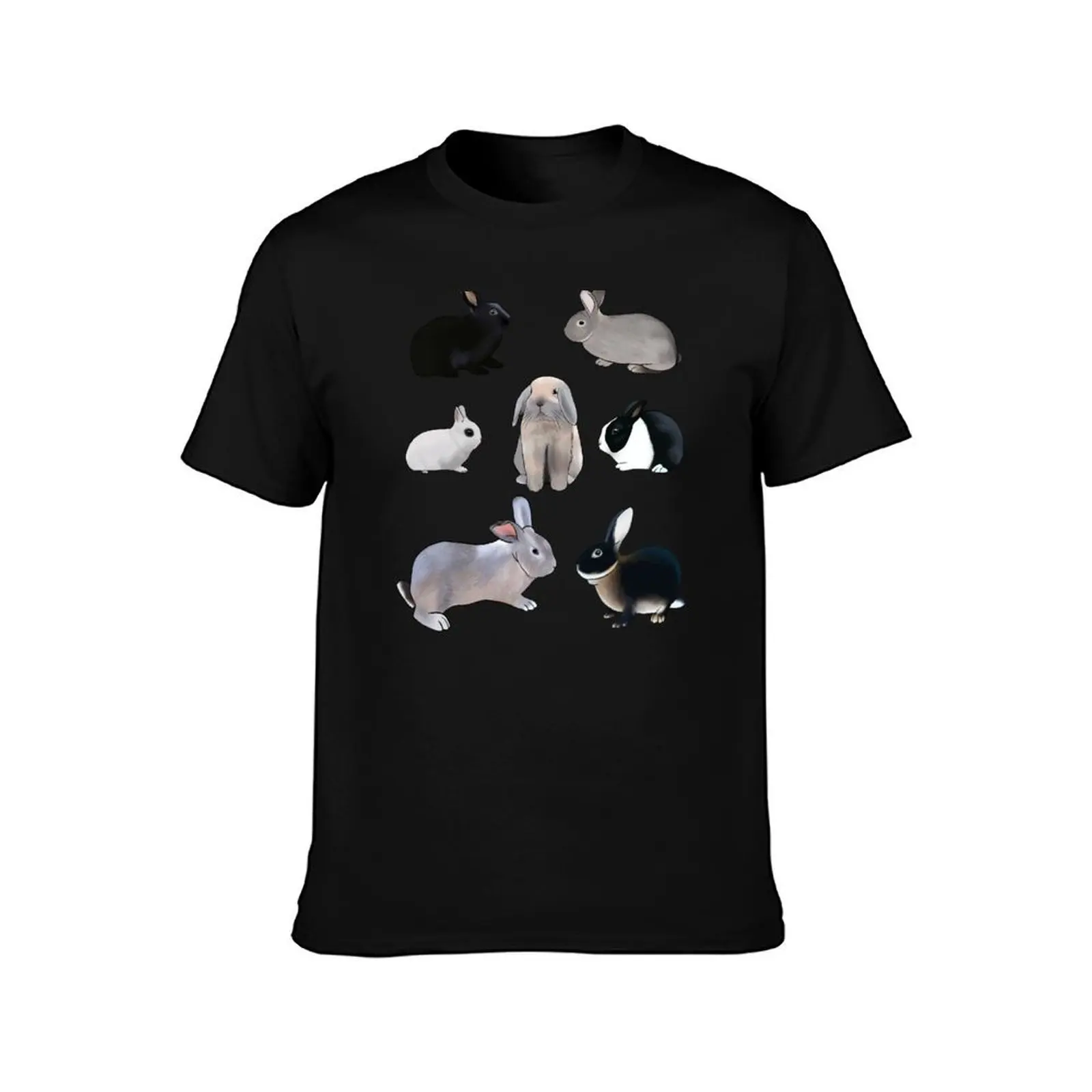 Bunch of Bunnies T-Shirt, Summer Casual Cotton Tee, Oversized Streetwear Tops, Vintage Graphic Print, Loose Fit Short Sleeve