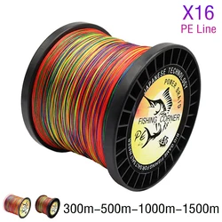 300M 500M 1000M 1500m Colored Strong PE Fishing Line Braided for Fishing 16X Strands Multifilament Durable Fishing Line Tool