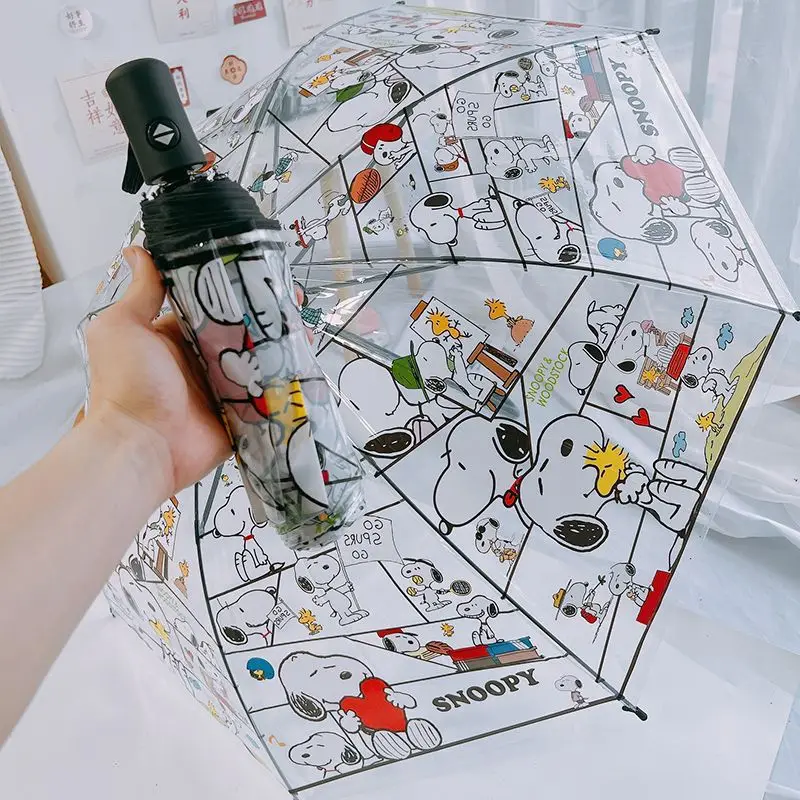 Picture 4: Snoopy Woodstock cartoon creative automatic umbrella two-dimensional animation peripheral transparent 3 folding umbrella gift