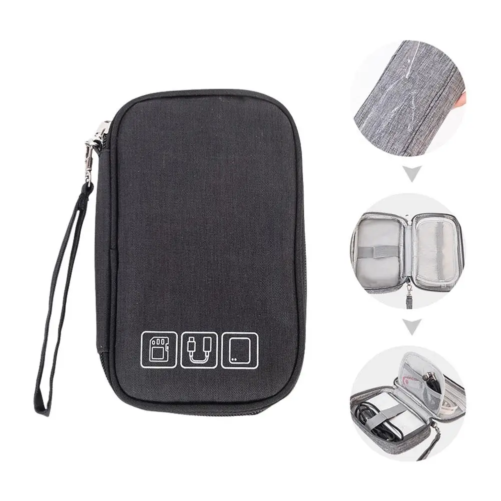 Portable Cable Digital Storage Bags Organizer USB Gadgets Wires Charger Power Battery Zipper Cosmetic Bag Cable Storage Bag