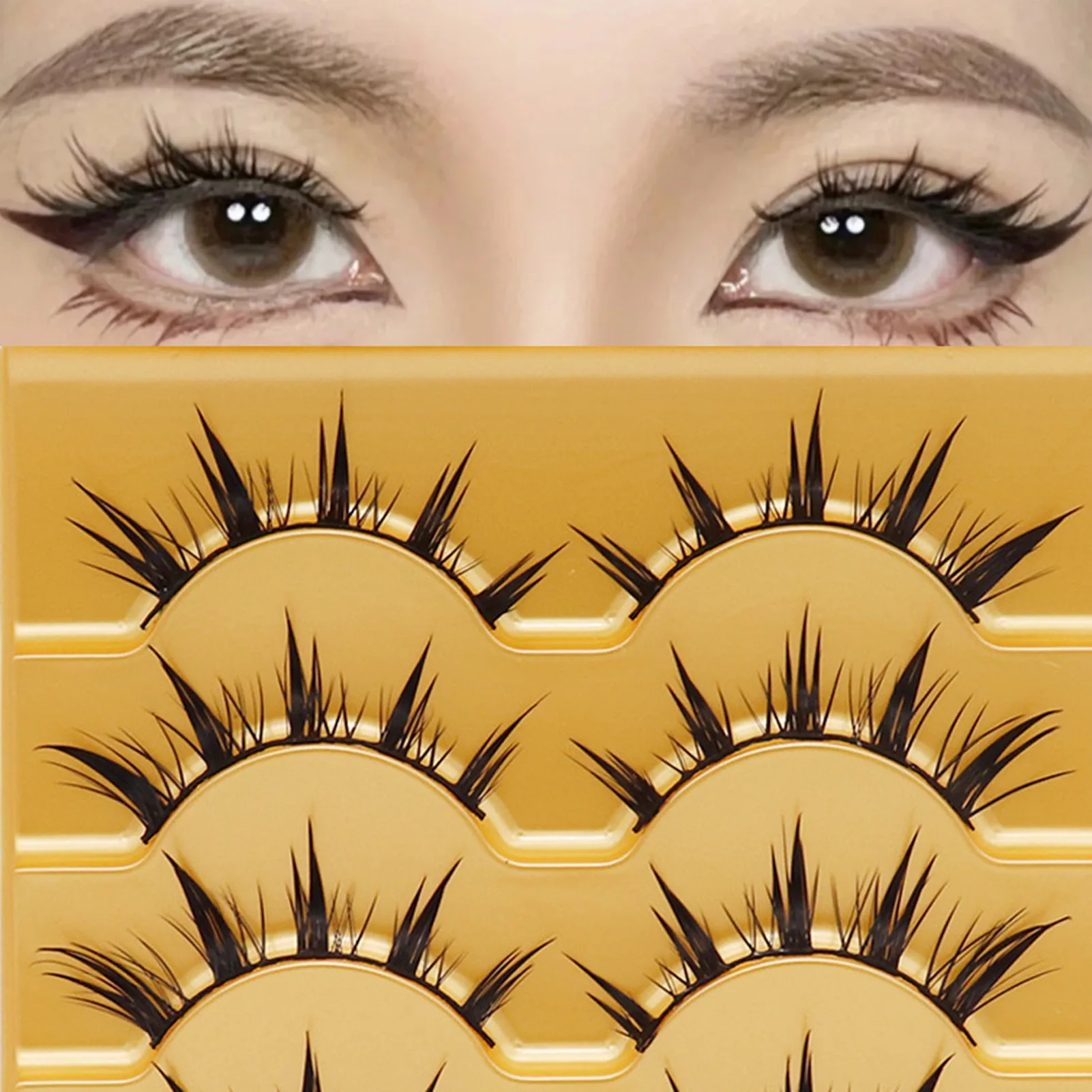 Fox eye-pestañas postizas suaves y naturales para mujer y niña, tira completa, esponjosa, suministros de maquillaje