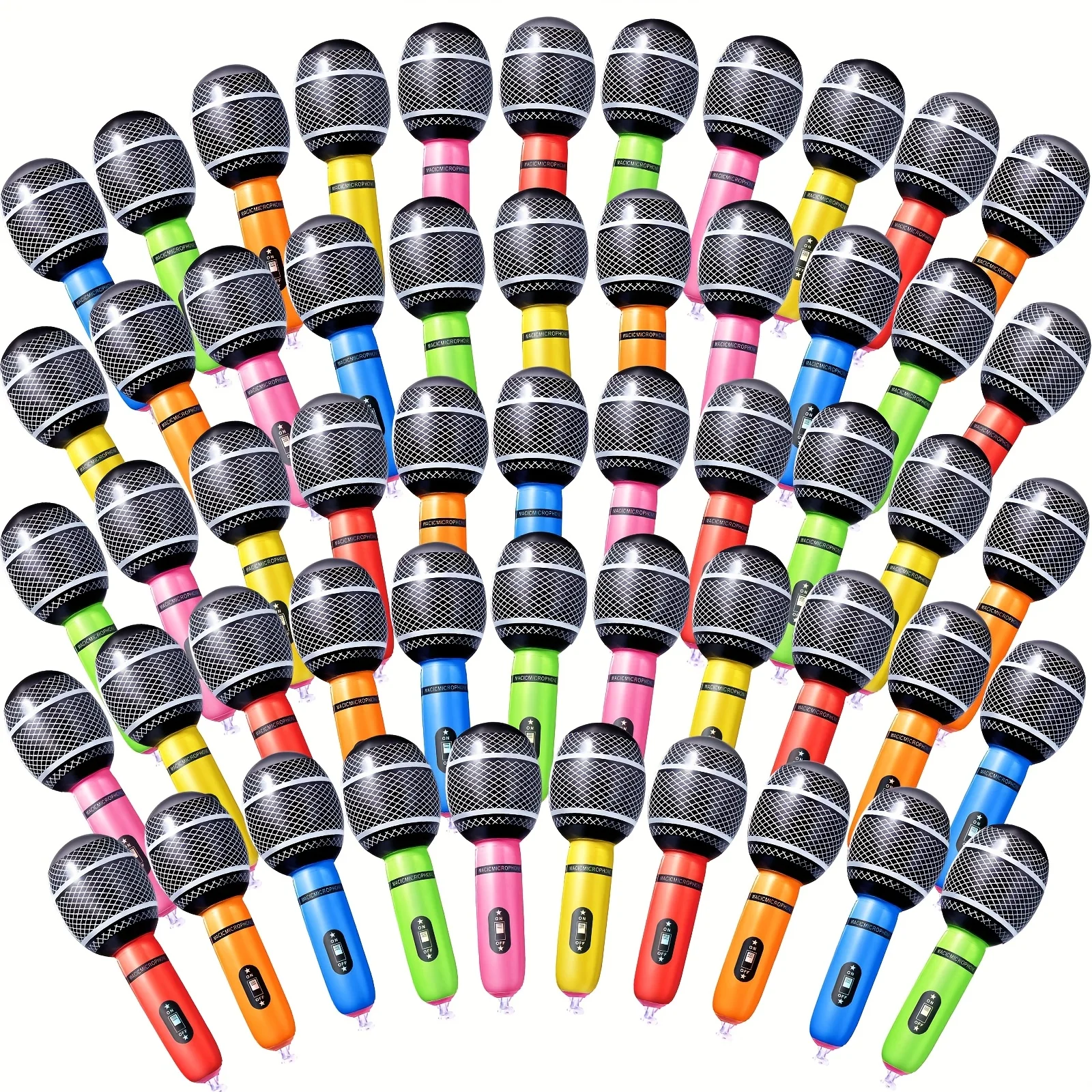 

Inflatable Microphones Blow Up Assorted Colors Inflatable Microphone Props Plastic Toys for Musical Concert Themed Party Birthday Party Decoration Role Play Supplies (72pcs)