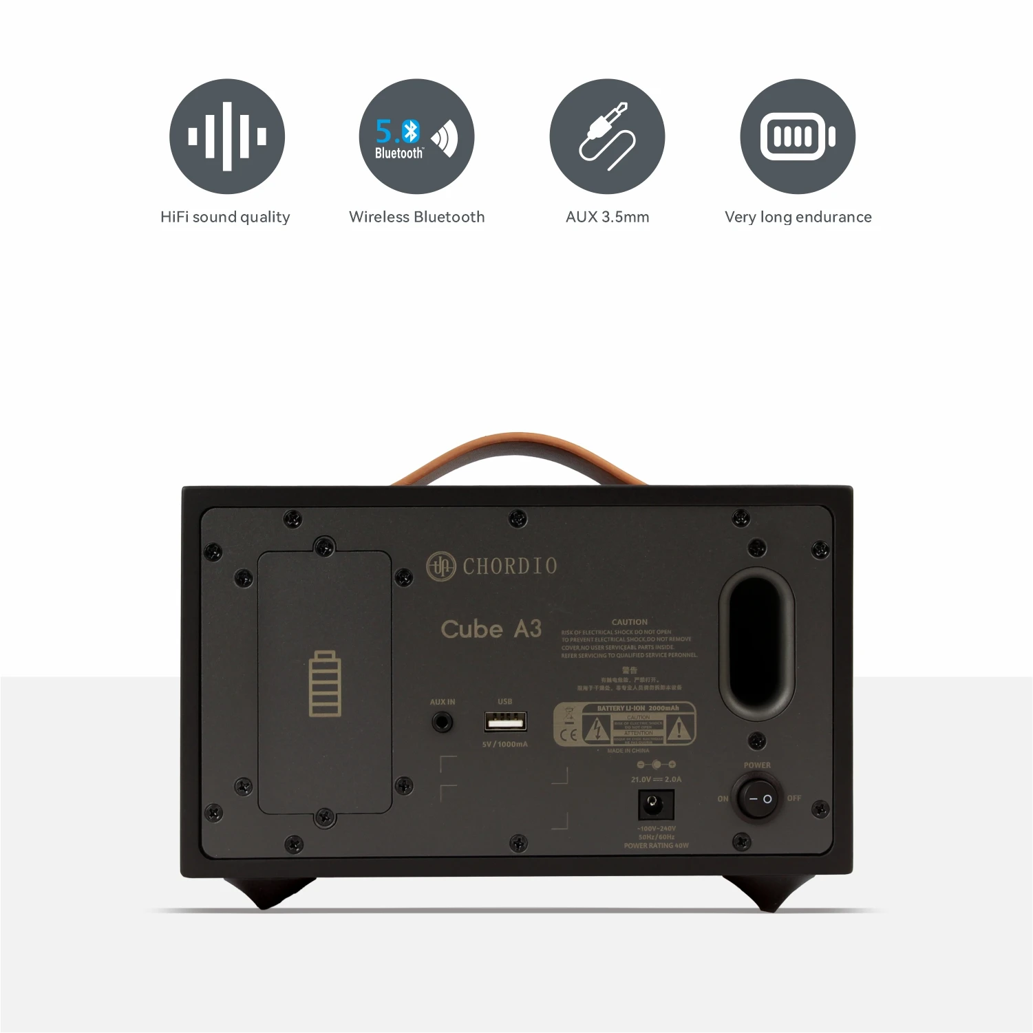 Sistema de sonido de audio CHORDIO A3 para oficina: caja de sonido portátil con altavoz de 5 pulgadas, altavoz de forma rectangular