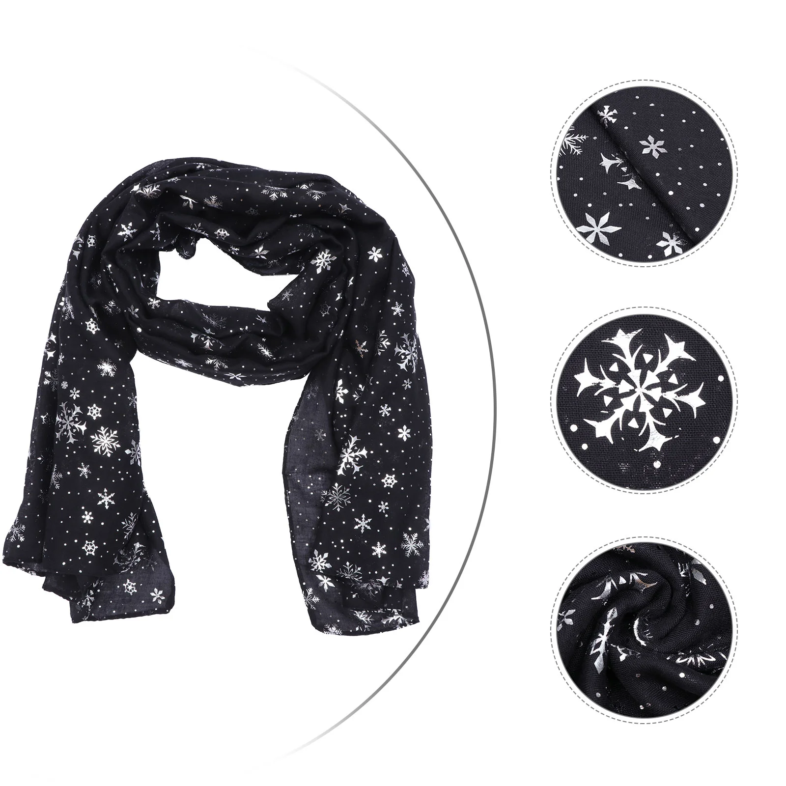 

Christmas Scarf Xmas Snowflake Pattern Shawl Wraps for Women Hair Delicate Polyester Hot Stamping Mother Bathroom Decorations