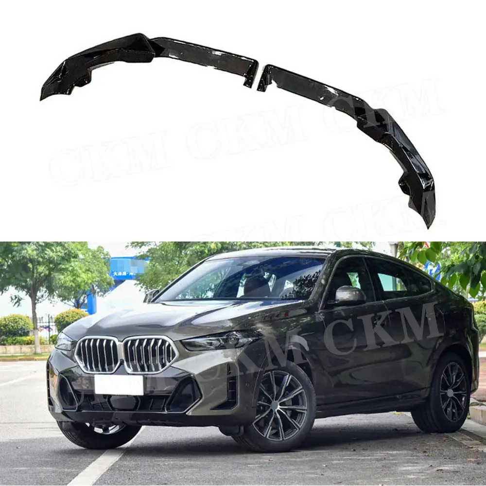 

ABS Black Front Bumper Lip Chin Spoiler Car Styling Bodykits for BMW X6 G06 LCI Sport 2023+ Carbon Look Bumper Guard Accessories