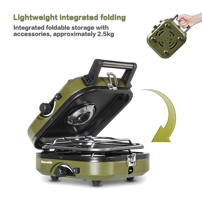 Naturehike Double Gas Stove 2300W Outdoor Camping Picnic Electronic Ignition Gas Stove Foldable 2.5kg Portable Cook Equipment